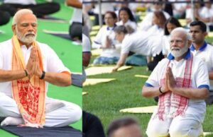 प्रधानमंत्रीमोदी ने विशाखापट्टनम में योग किया:बोले- तनाव से गुजर रही दुनिया के लिए योग पॉज बटन जैसा; 191 देशों में 1,300 जगह कार्यक्रम