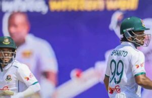 श्रीलंका के खिलाफ गॉले में जारी पहले टेस्ट की पहली पारी में बांग्लादेश 495 रन पर सिमट गई, तिकड़ी का जलवा